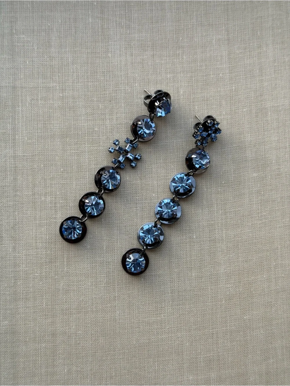 Tory Burch Blue Crystal Linear Drop Earrings